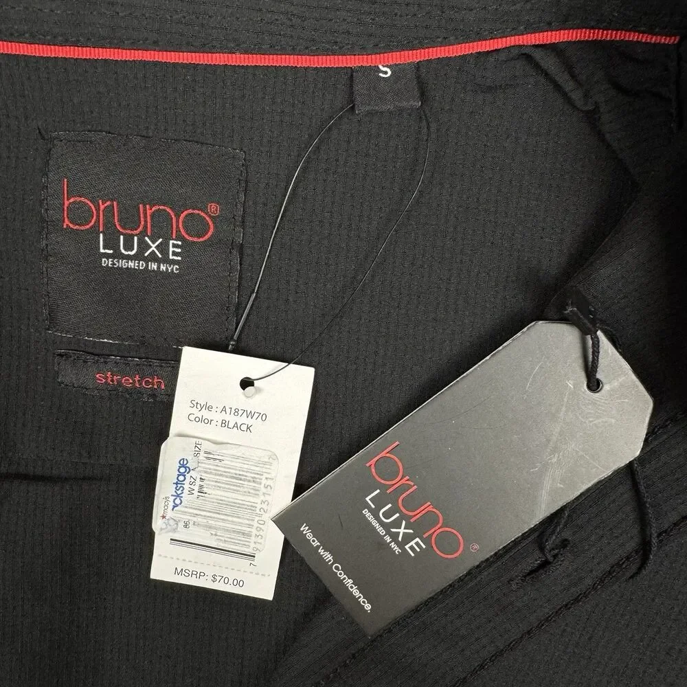 Bruno Luxe Mens Small Dress Shirt Button Down Long Sleeve New York Black New